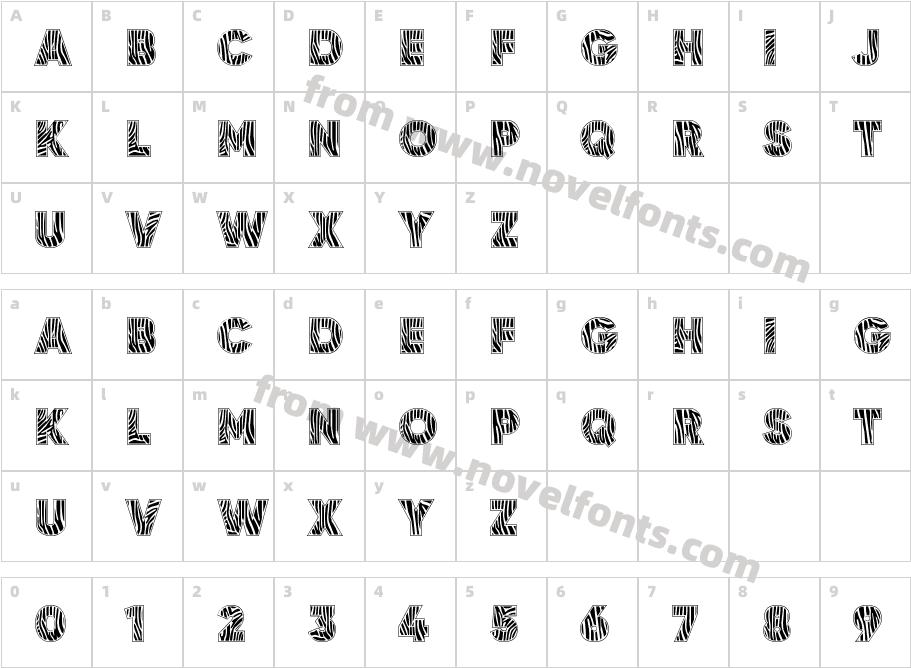 Wild Animals Skins Font 6 RegCharacter Map