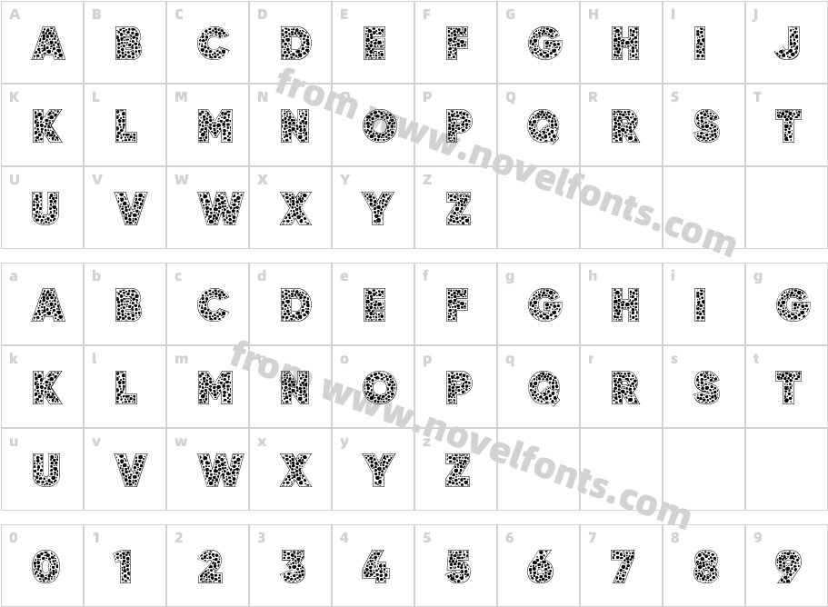 Wild Animals Skins Font 7 RegCharacter Map
