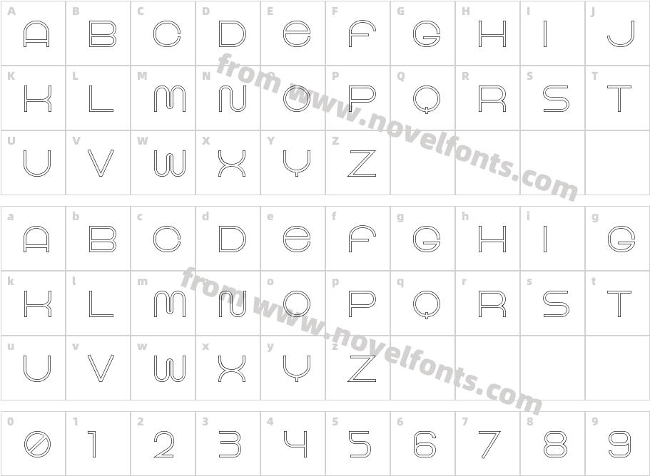 Wild Wide Ext Bold OutlinedCharacter Map