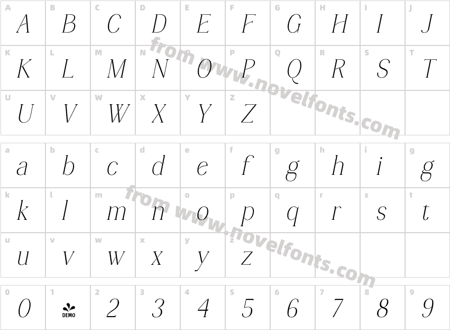 Windstone ItalicCharacter Map