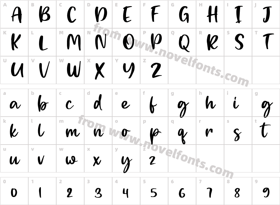 Winter Garden ScriptCharacter Map