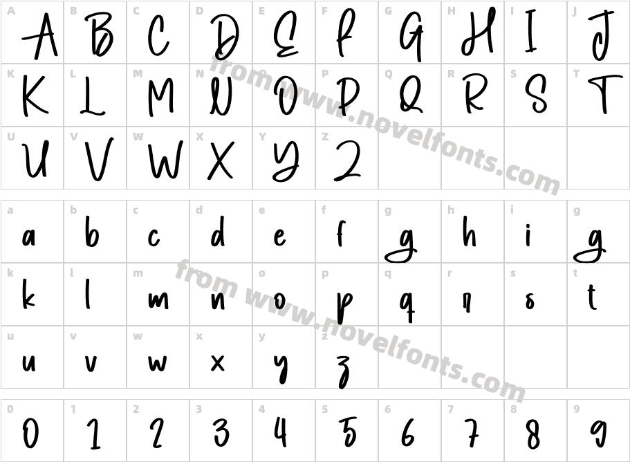 Winter Signature RegularCharacter Map