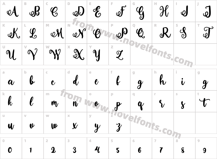 Wonder Script RegularCharacter Map