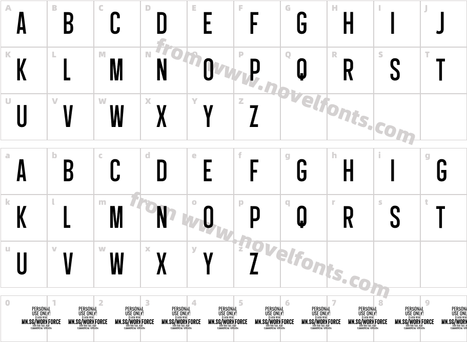 Workforce Sans PERSONAL USE RegularCharacter Map