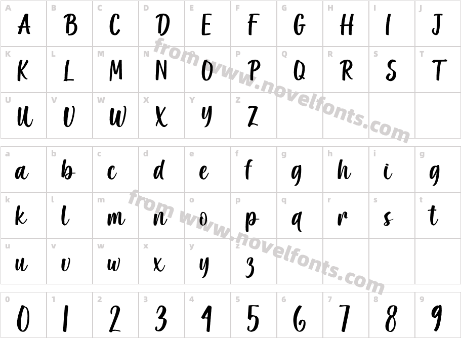 Written Birthday RegularCharacter Map