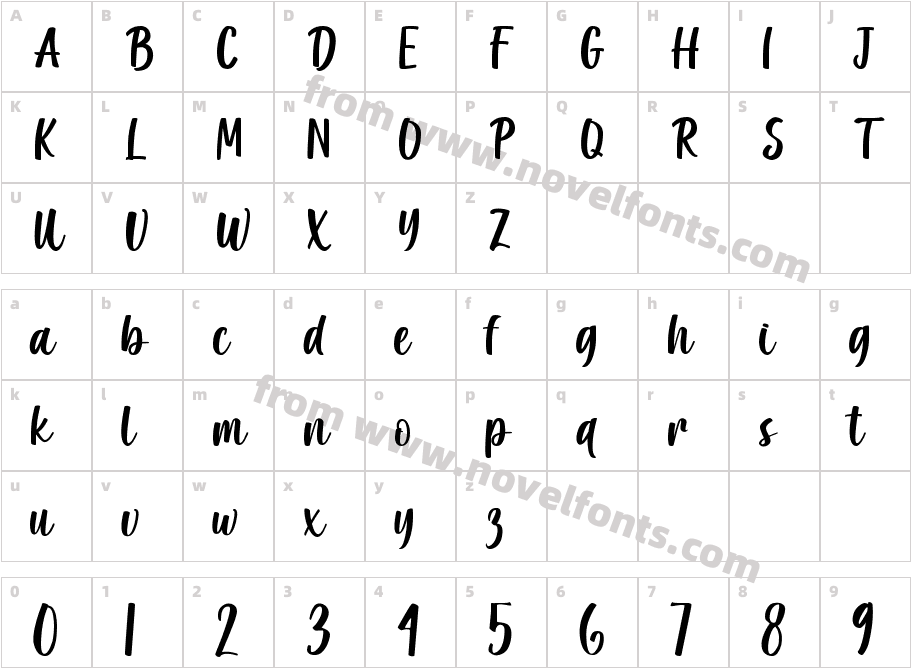 Written Birthday RegularCharacter Map