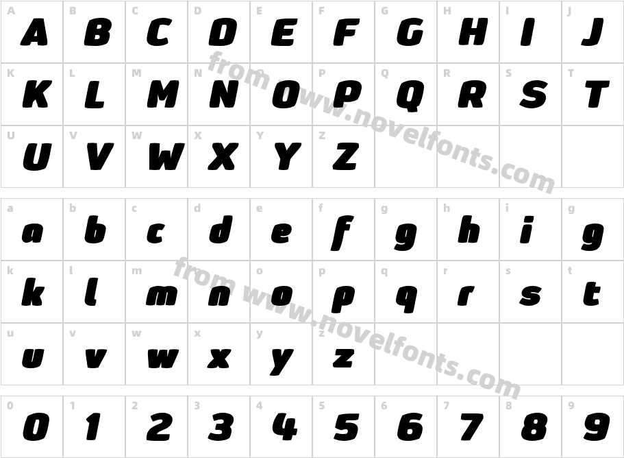 XXII SinozDSP Extra Black ItalicCharacter Map