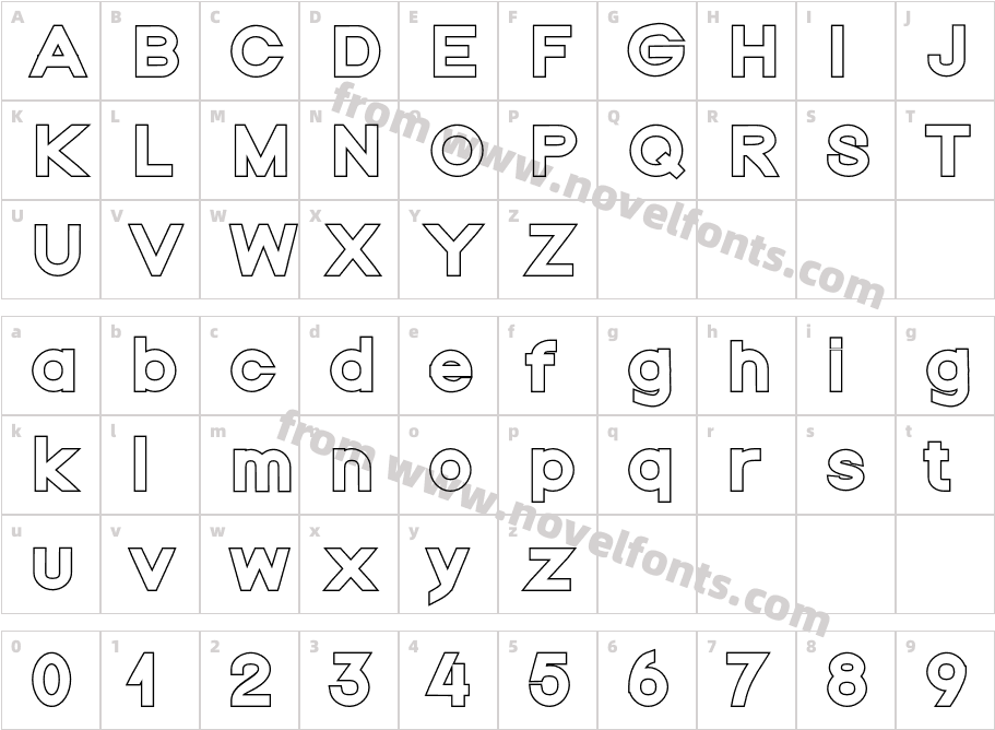 Nordica Classic Black Extended OutlineCharacter Map