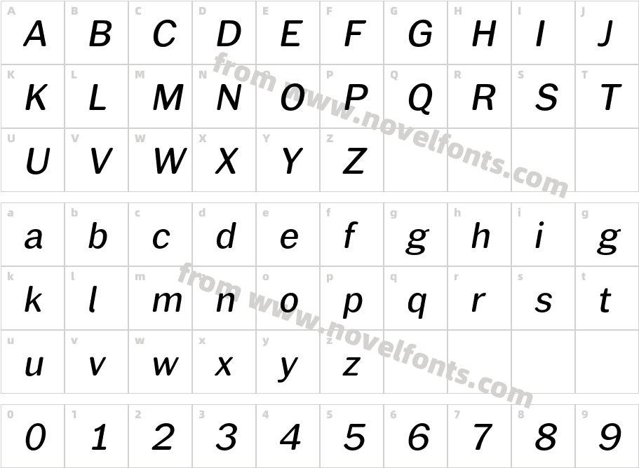 Xpress Rounded ItalicCharacter Map