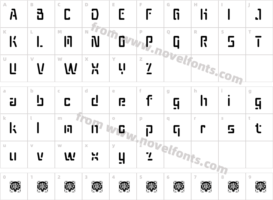 Xyberon Demo RegularCharacter Map