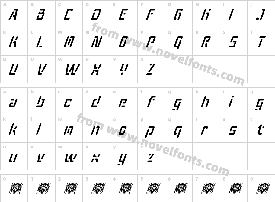 Xyberon Demo SlantCharacter Map