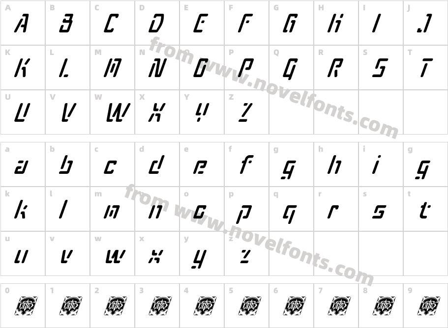 Xyberon Demo SlantCharacter Map