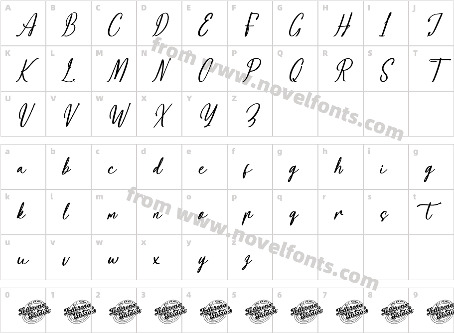 Yanhir Amolesthic DEMO VERSION ItalicCharacter Map