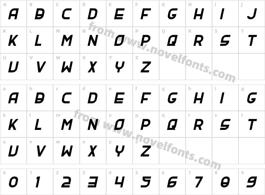 Youra ItalicCharacter Map