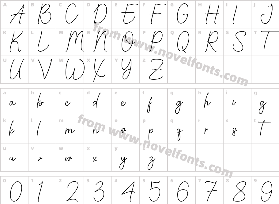Youth line Personal UseCharacter Map