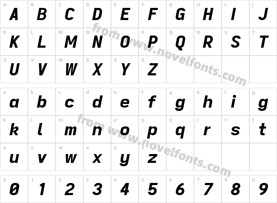 Zapus Sans Black ItalicCharacter Map