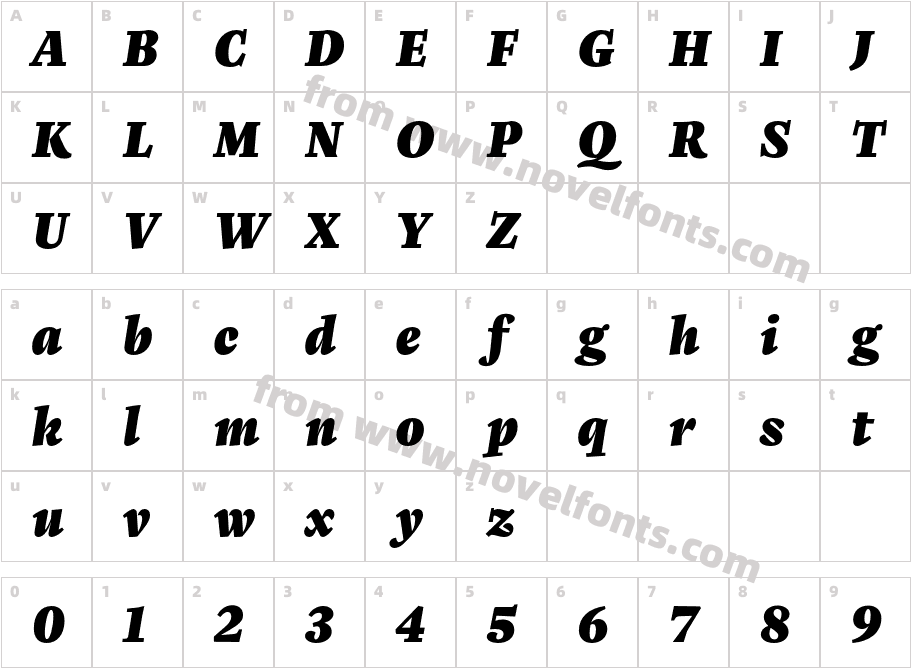 Zenon Black ItalicCharacter Map