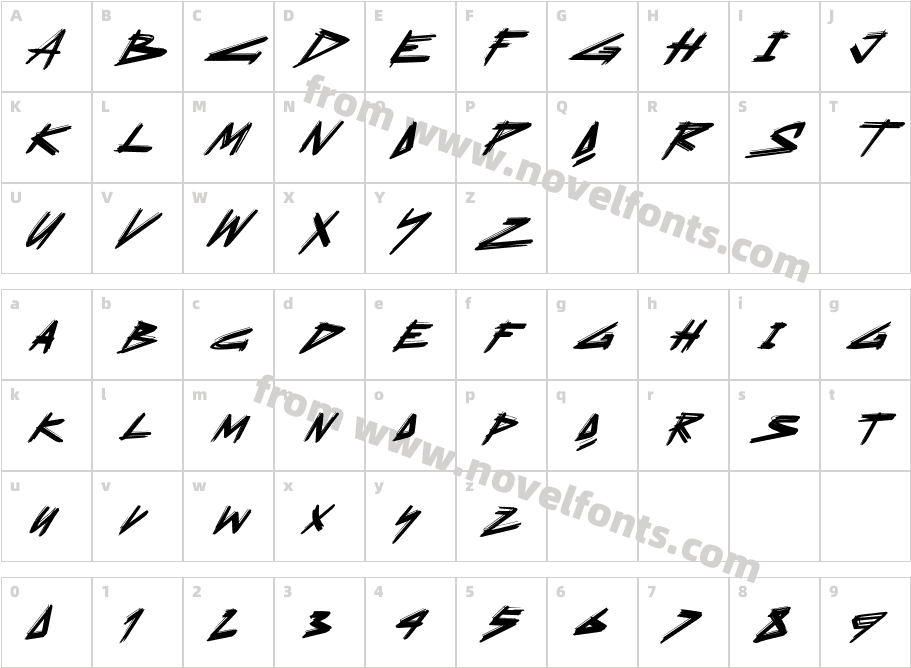 Zerowax RegularCharacter Map