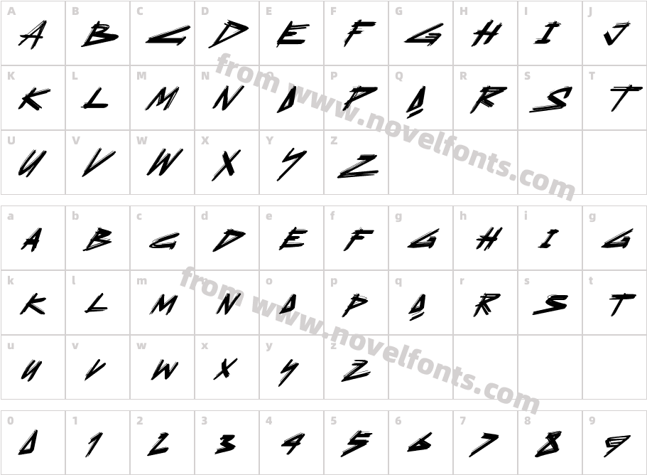 Zerowax RegularCharacter Map