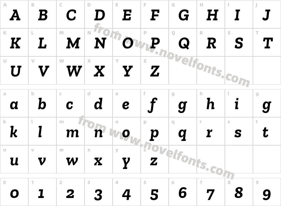 Zilla Slab Bold ItalicCharacter Map