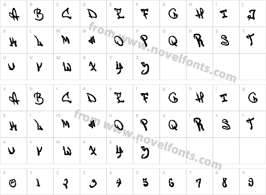 Zkoter Brush RegularCharacter Map