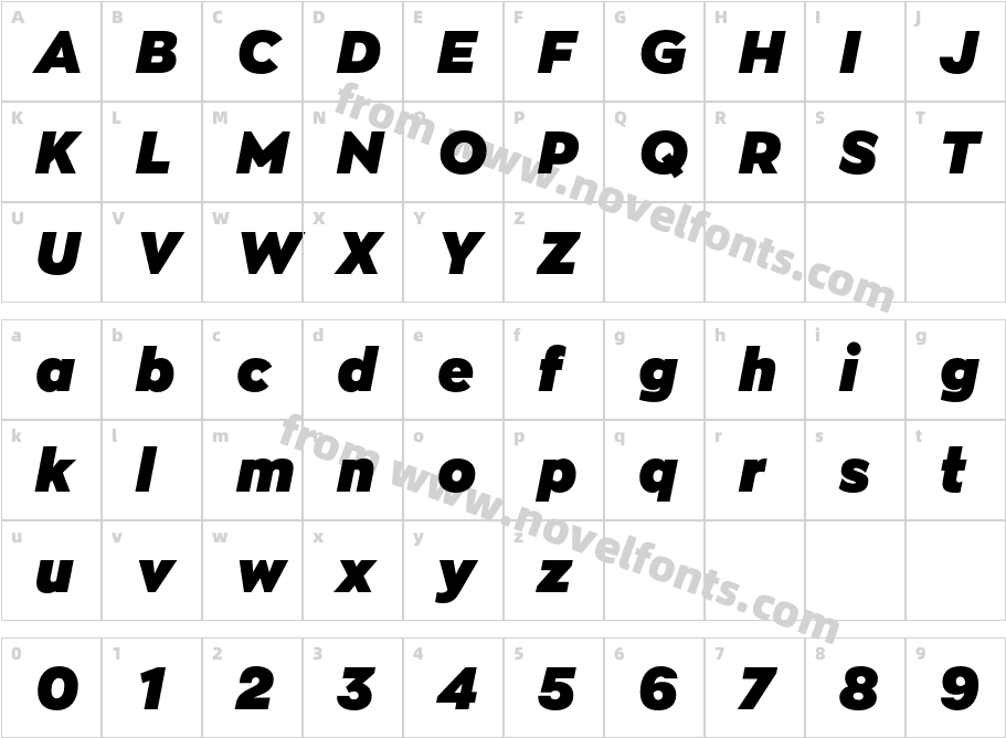 Zona Pro Ultra ItalicCharacter Map