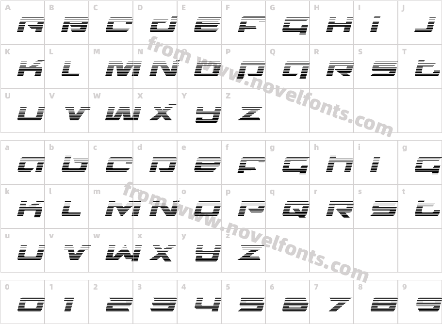 Northstar Gradient ItalicCharacter Map