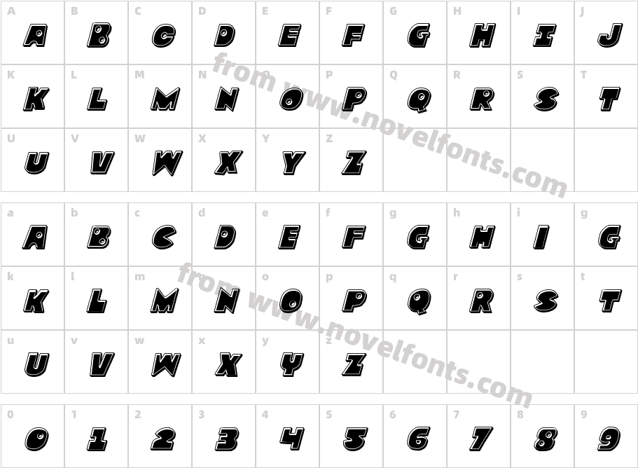 Zounderkite Bevel ItalicCharacter Map