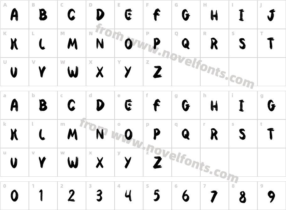 Zrafitto RegularCharacter Map