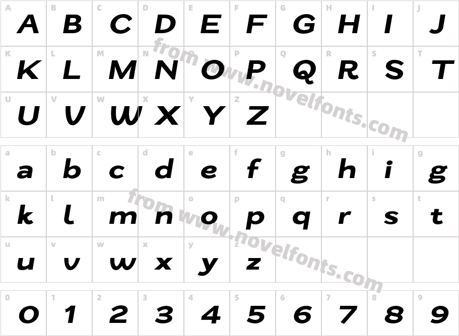 Zt Nezto Extra Bold ItalicCharacter Map