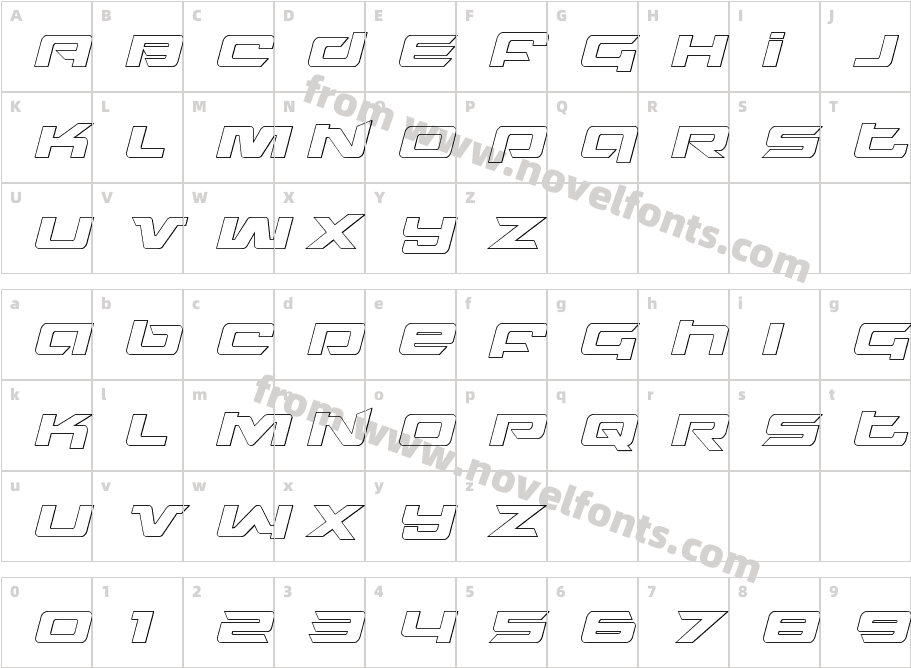 Northstar Outline ItalicCharacter Map