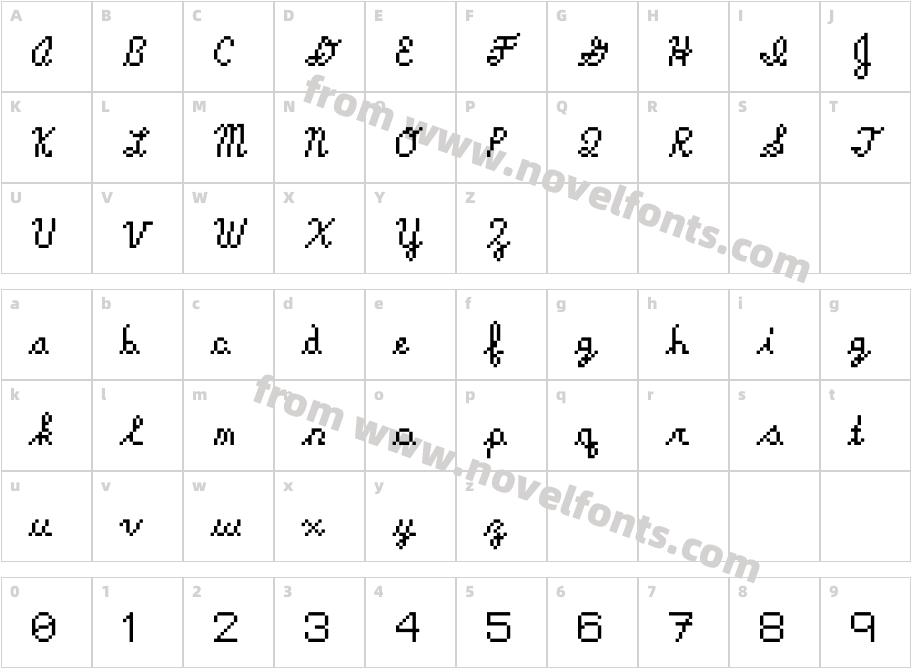 americancursiveCharacter Map