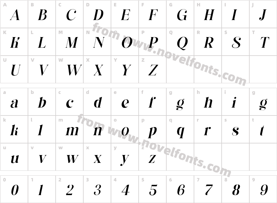 asimilates Thin ItalicCharacter Map