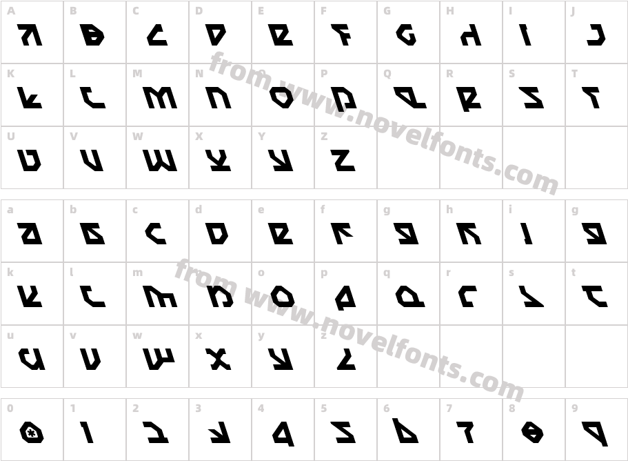 Nostromo LeftalicCharacter Map