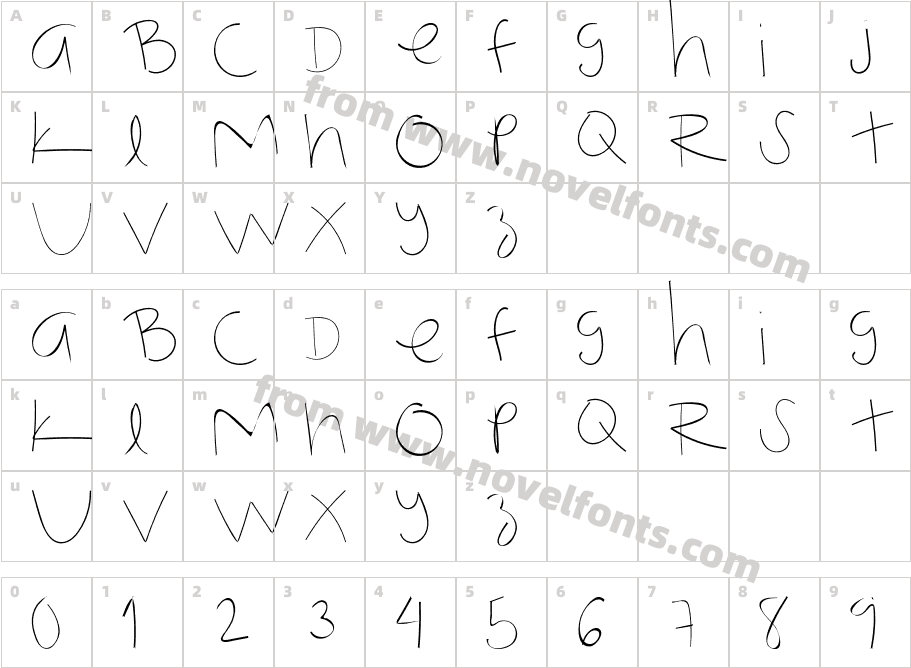 NotMyHandwriting-RegularCharacter Map