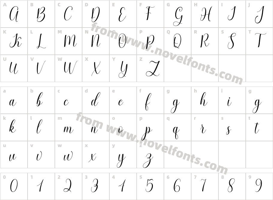 glowingscriptCharacter Map
