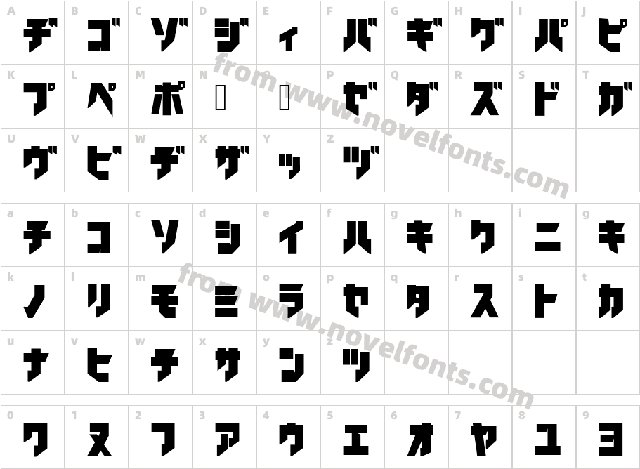 iron katakana BlackCharacter Map