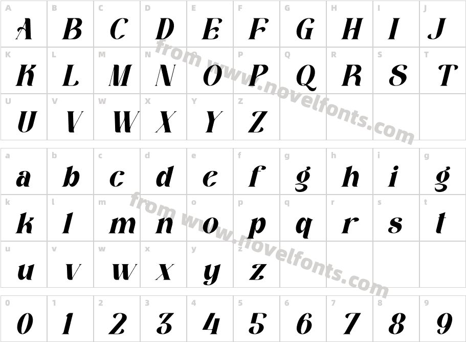 mariana ItalicCharacter Map