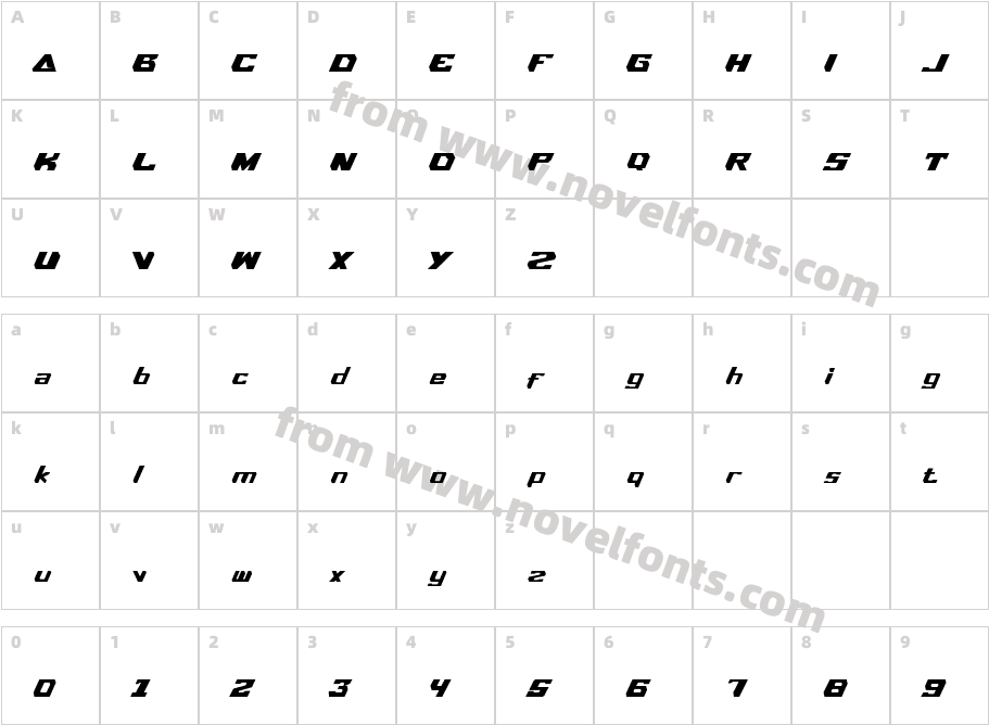 oto stickerCharacter Map