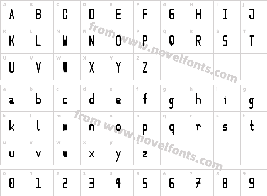 round [digitalio] Condensed RegularCharacter Map