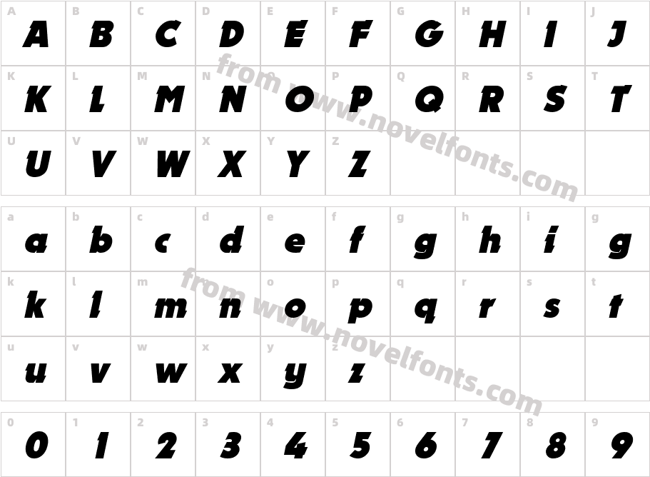 Nougat ItalicCharacter Map