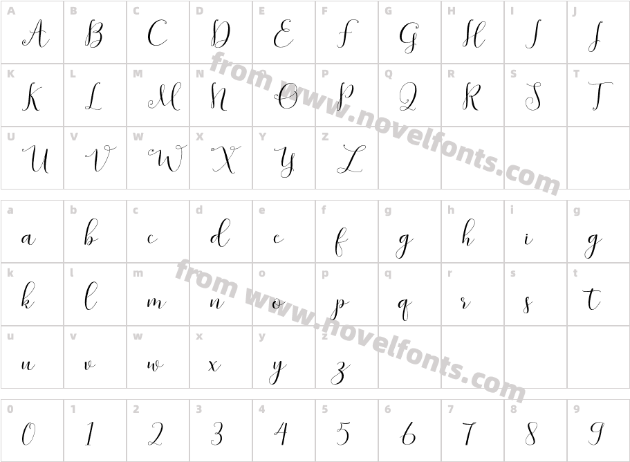 symphony Script RegularCharacter Map