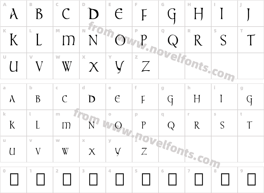 times new vespasianCharacter Map