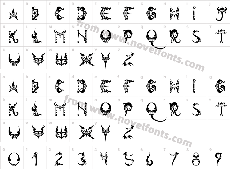 tiranafontCharacter Map