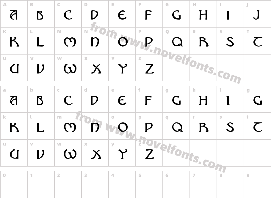 Nouveau Uncial CapsCharacter Map