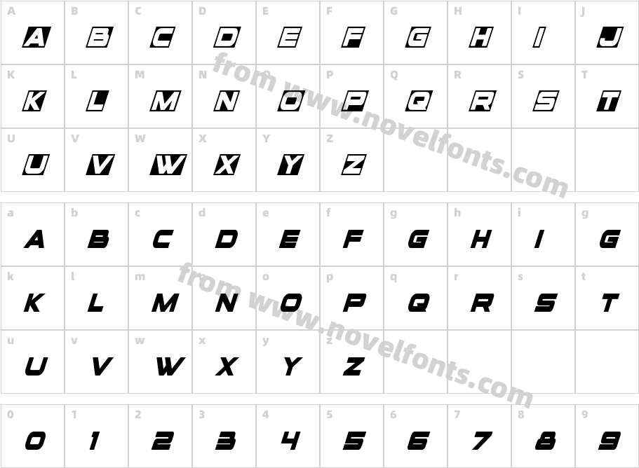 voxBOX Condensed ItalicCharacter Map
