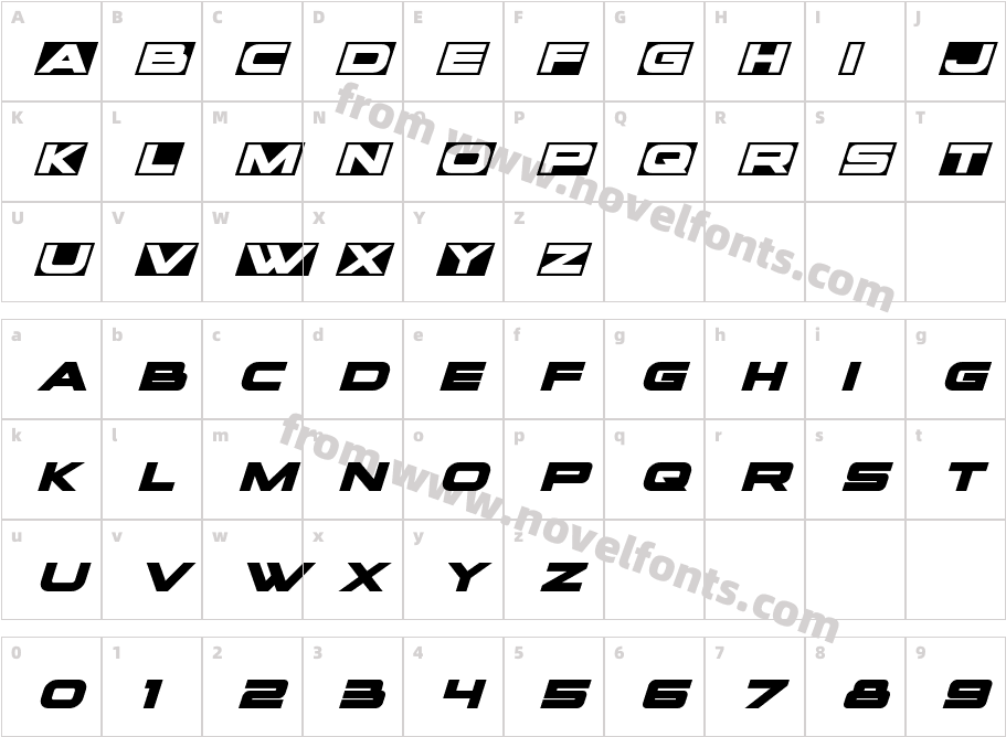 voxBOX Expanded ItalicCharacter Map