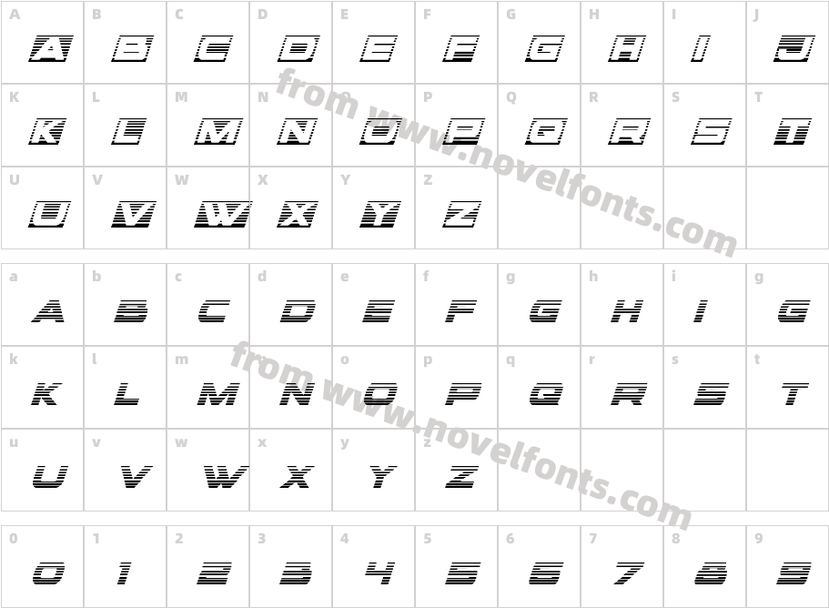 voxBOX Gradient ItalicCharacter Map