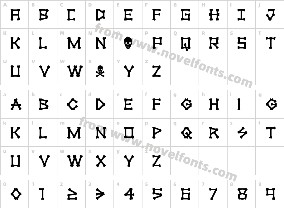 xBONES BoldCharacter Map