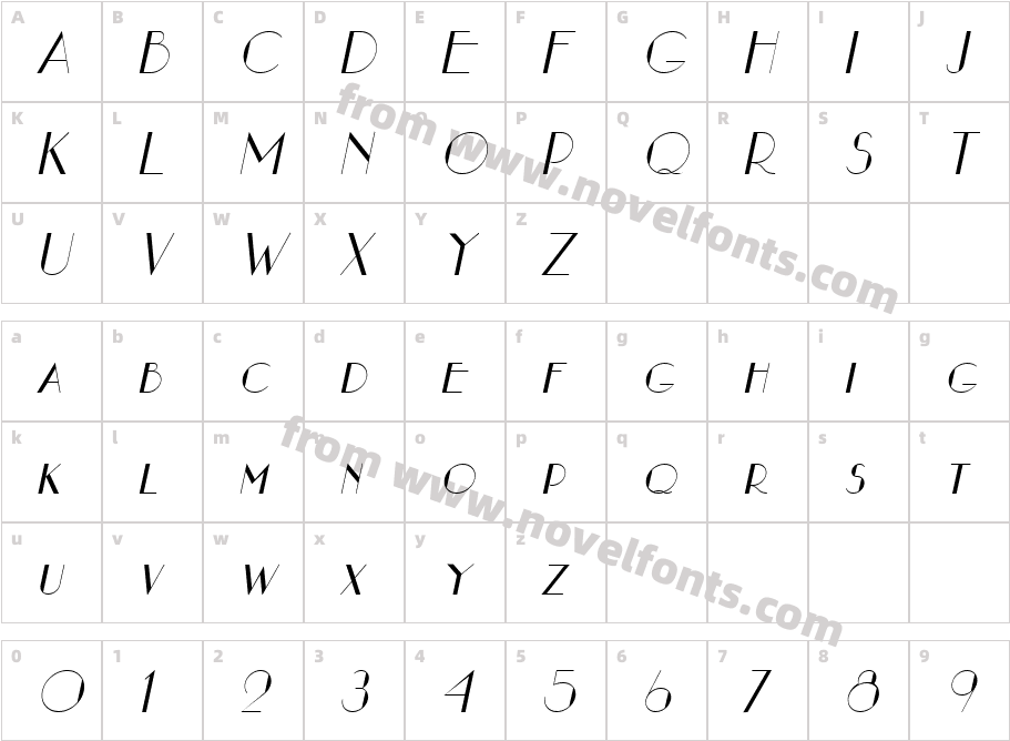 NouveauAsta ItalicCharacter Map